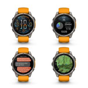 fenix 8 – 47 mm, AMOLED, Sapphire, Titanium with Spark Orange/Graphite Silicone Band Garmin