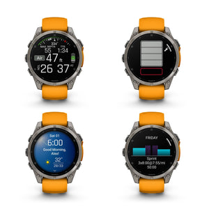 fenix 8 – 47 mm, AMOLED, Sapphire, Titanium with Spark Orange/Graphite Silicone Band Garmin