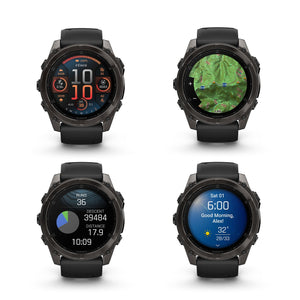 fenix 8 51mm AMOLED Sapphire Carbon Gray DLC Titanium with Black Gray Silicone Garmin