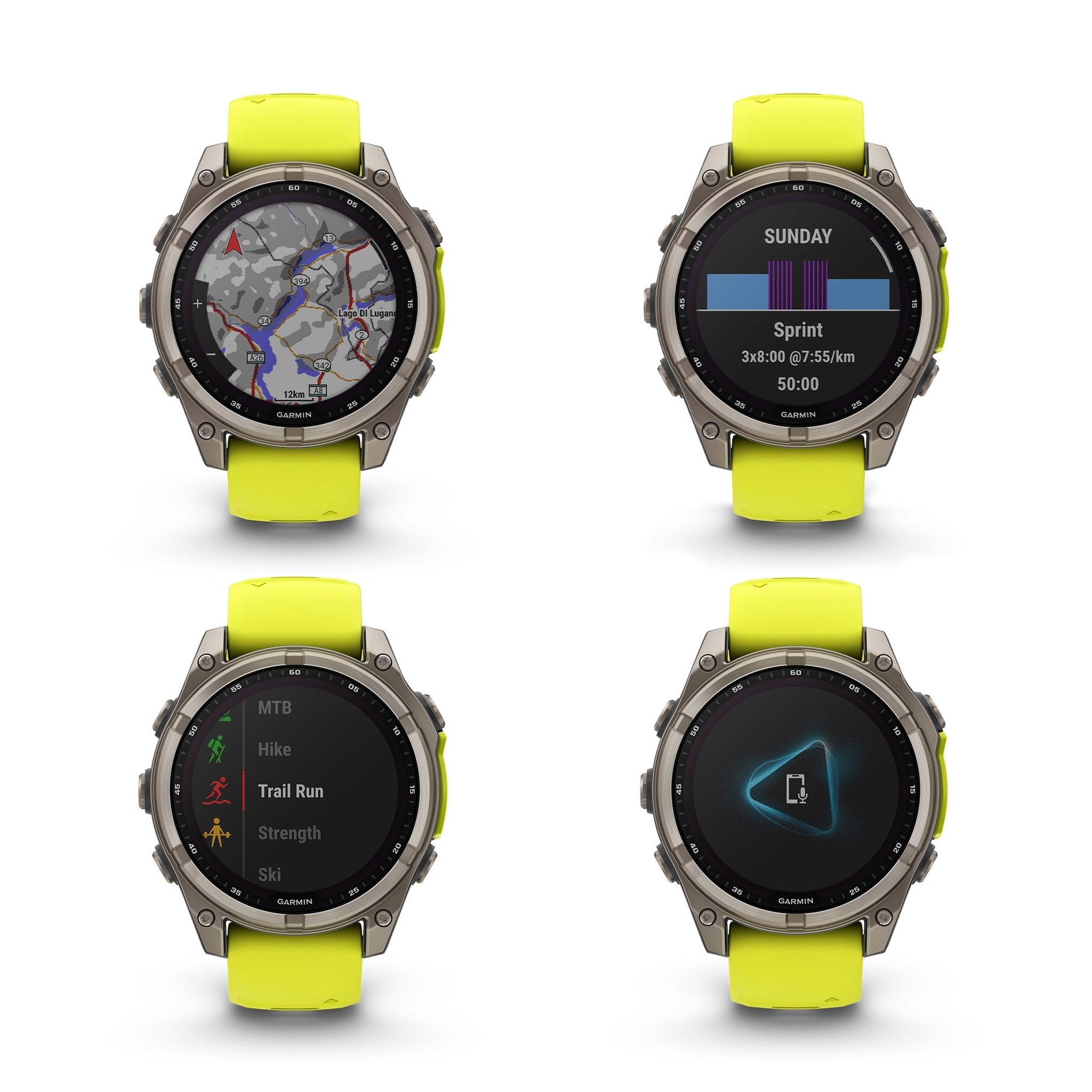 fenix 8 – 47 mm, Solar, Sapphire, Titanium with Amp Yellow/Graphite Silicone
