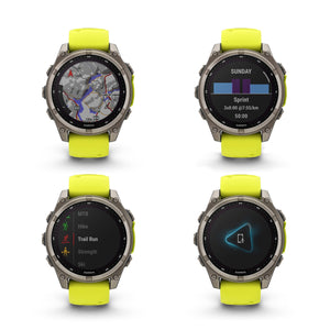 fenix 8 – 47 mm, Solar, Sapphire, Titanium with Amp Yellow/Graphite Silicone