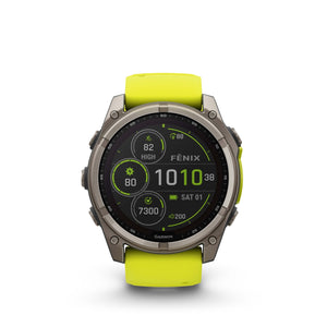 fenix 8 – 51 mm, Solar, Sapphire, Titanium with Amp Yellow/Graphite Silicone Garmin
