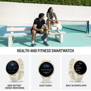 Garmin Vivoactive 6 Fitness GPS Smartwatch Lunar Gold with Bone Silicone Band Garmin