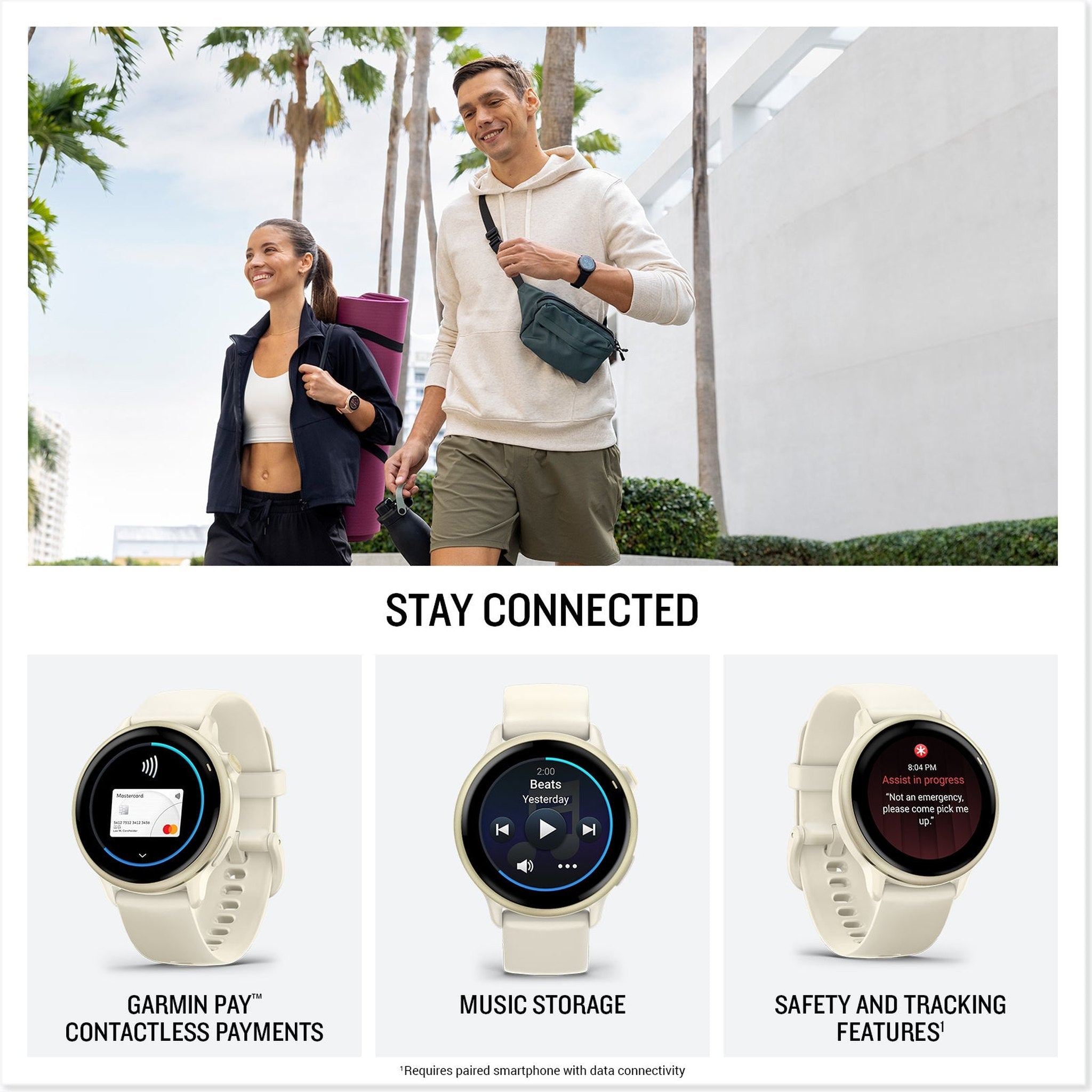 Garmin Vivoactive 6 Smartwatch Lunar Gold with Bone Silicone