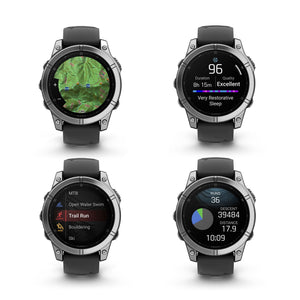 fenix E – 47 mm, AMOLED, Stainless Steel with Black Silicone Band Garmin