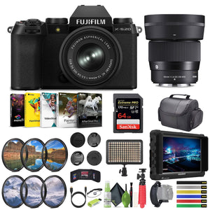 FUJIFILM X-S20 Mirrorless Camera With 15-45mm + SIGMA 56mm f/1.4 DC DN Lens Fujifilm