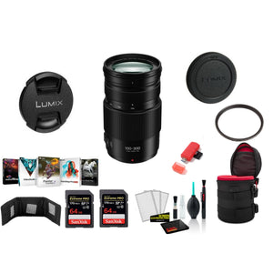 Panasonic Lumix 100-300mm f/4-5.6 II POWER O.I.S. Lens with 2x 64 Memory Cards International Model Panasonic