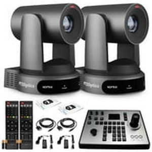 2 x PTZOptics Move 4K PTZ Camera with 30x Zoom Gray PT30X-4K-GY-G3 + PT-JOY-G4 Controller PTZOptics