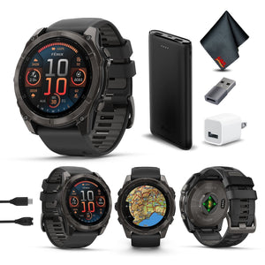fenix 8 51mm AMOLED Sapphire Carbon Gray DLC Titanium with Black Gray Silicone Garmin