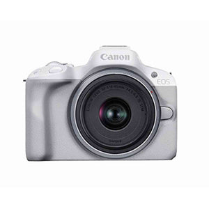 Canon EOS R50 Mirrorless Vlogging Camera White w/RF-S18-45mm F4.5-6.3 is STM Lens, 24.2 MP, 4K Video, Subject Detection & Tracking, Compact, Smartphone Connection, Content Creator Canon