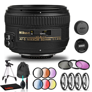 Nikon AF-S NIKKOR 50mm f/1.4G Lens Includes Filter Kits and Tripod Intl Model Nikon