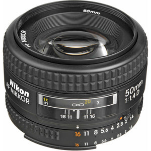 Nikon AF 50mm f/1.4D Compact Prime Lens 1902 Intl Model Bundle - Reconditioned Nikon