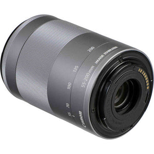 Canon EF-M 55-200mm f/4.5-6.3 IS STM Lens Silver 1122C002 + 64GB Card - Bundle - Reconditioned Canon