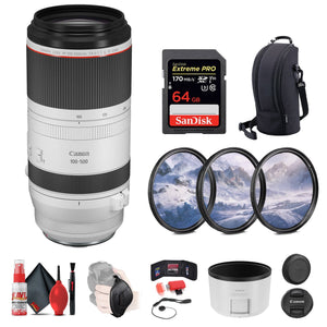 Canon RF 100-500mm f/4.5-7.1 L IS USM Lens + 64GB SD Card + More Canon