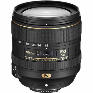 Nikon AF-S DX NIKKOR 16-80mm f/2.8-4E ED VR Lens 20055 + 64GB Memory Card - Bundle Nikon