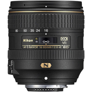 Nikon AF-S DX NIKKOR 16-80mm f/2.8-4E ED VR Lens 20055 + 64GB Memory Card - Bundle Nikon