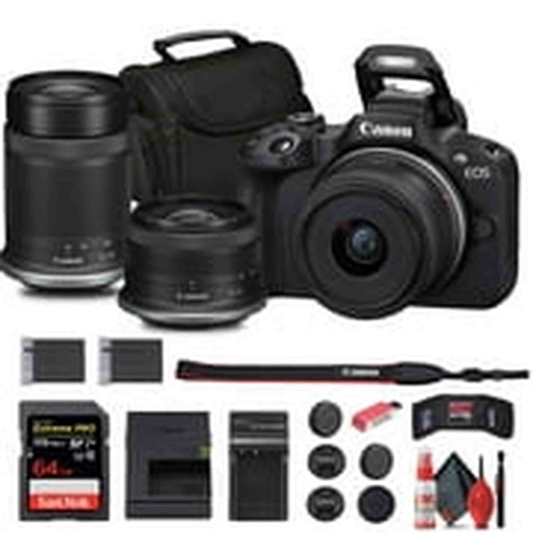Canon EOS R50 Mirrorless Camera with 18-45mm and 55-210mm Lenses+ 64GB Card + Bag + Charger + More Canon