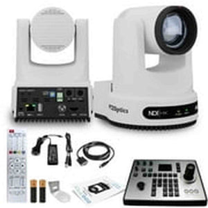 PTZOptics Move 4K PTZ Camera with 20x Zoom White PT20X-4K-WH-G3 + PT-JOY-G4 Controller + Wall Mount PTZOptics
