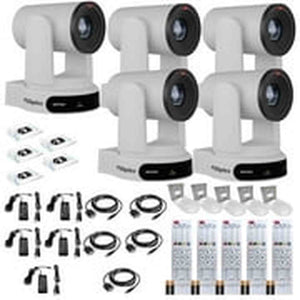 5 x PTZOptics Move 4K PTZ Camera with 30x Zoom White PT30X-4K-WH-G3 + 5 x Wall Mount