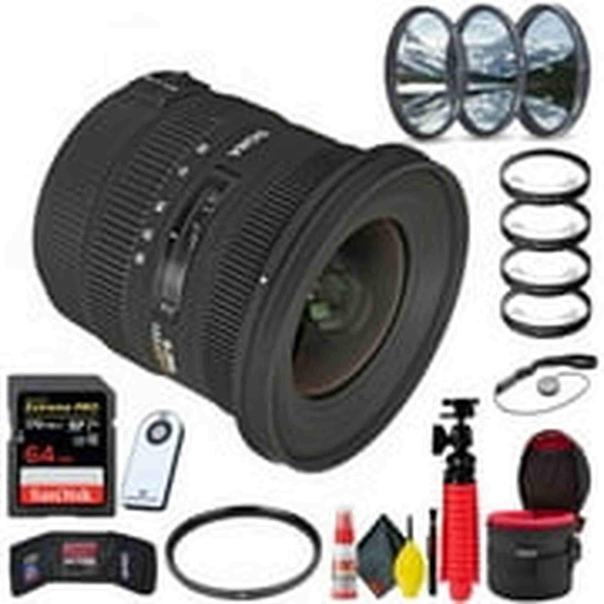 Sigma 10-20mm f/3.5 EX DC HSM Lens for Nikon F Extreme Bundle W/Accessories Sigma