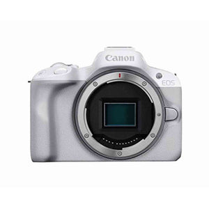 Canon EOS R50 Mirrorless Vlogging Camera Body Only/White , RF Mount, 24.2 MP, 4K Video, DIGIC X Image Processor, Subject Detection & Tracking, Compact, Smartphone Connection, Content Creator Canon