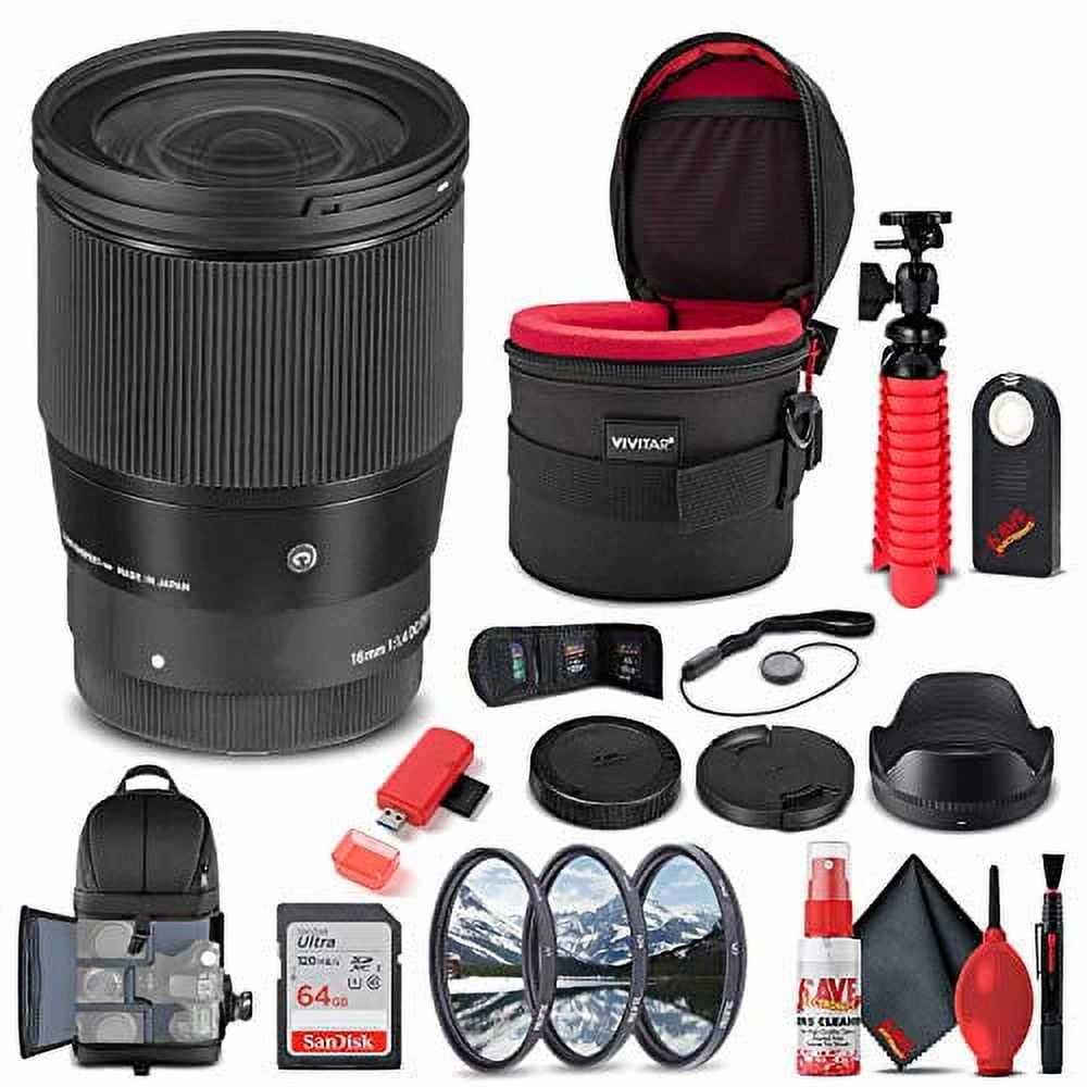 Sigma 16mm f/1.4 DC DN Contemporary Lens for Sony E 402965 Bundle