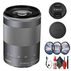 Canon EF-M 55-200mm f/4.5-6.3 IS STM Lens Silver 1122C002 + Filter Kit - Bundle Canon