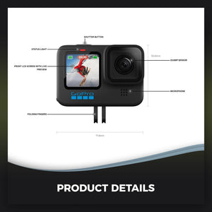 GoPro HERO10 - Action Camera + 64GB Card, 50 Piece Accessory Kit and 2 Batteries - Used