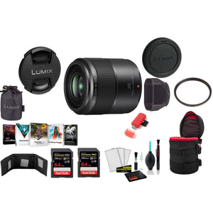 Panasonic Lumix G Macro 30mm f/2.8 ASPH. MEGA O.I.S. Lens with 2x 64 Memory Cards and More International Model Panasonic