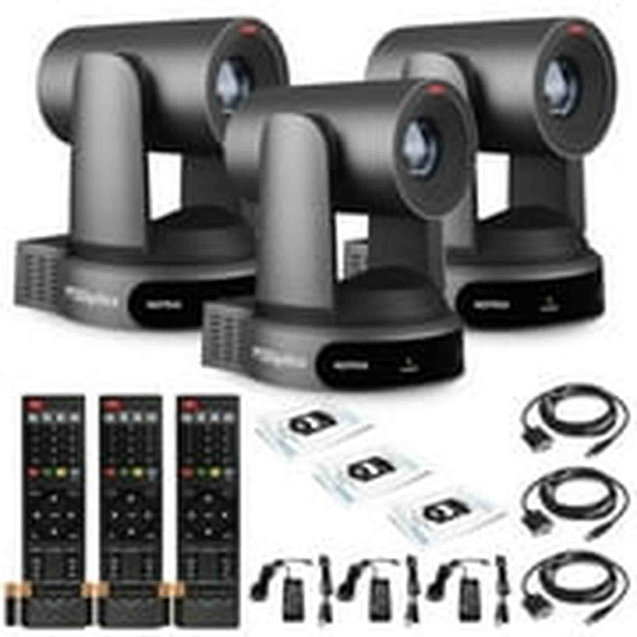 3 x PTZOptics Move 4K PTZ Camera with 30x Zoom Gray PT30X-4K-GY-G3 PTZOptics