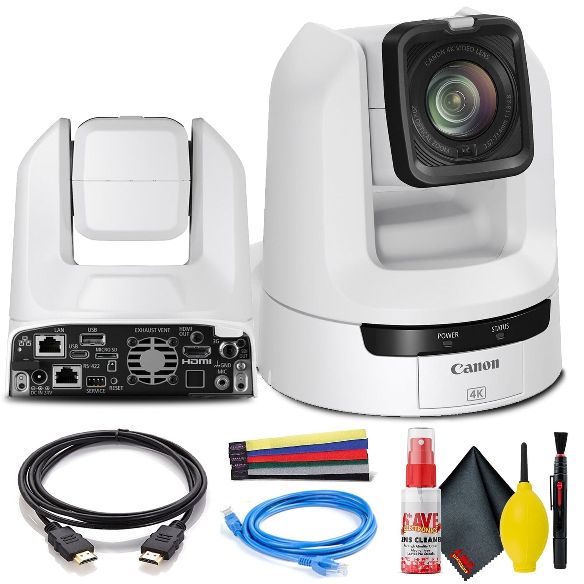 Canon CR-N300 4K NDI PTZ Camera with 20x Zoom Titanium White - Bundle Canon