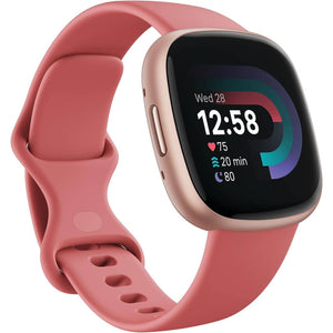 Fitbit Versa 4 Fitness Smartwatch Pink Sand/Copper Rose Bundle Fitbit