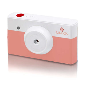 Minolta Instapix Print Camera with Printer Coral Pink , Camera Bag, Diginerds Microfiber Cleaning Cloth, 2x Instapix 2 pack Instaprint mini Cartridges 20 Photo Print , Bundle Minolta