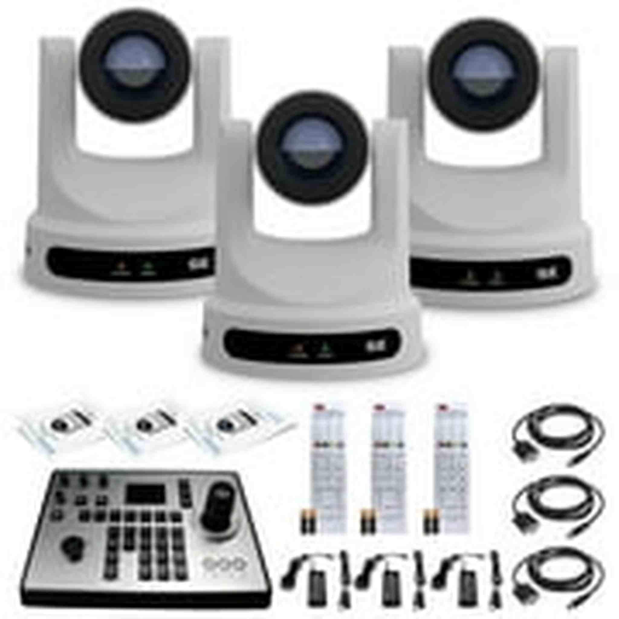 3 x PTZOptics Move SE PTZ Camera with 30x Optical Zoom White + PTZOptics PT-JOY-G4 Controller PTZOptics