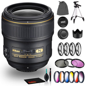 Nikon AF-S NIKKOR 35mm f/1.4G Lens Includes Filter Kits and Tripod Intl Model Bundle Nikon