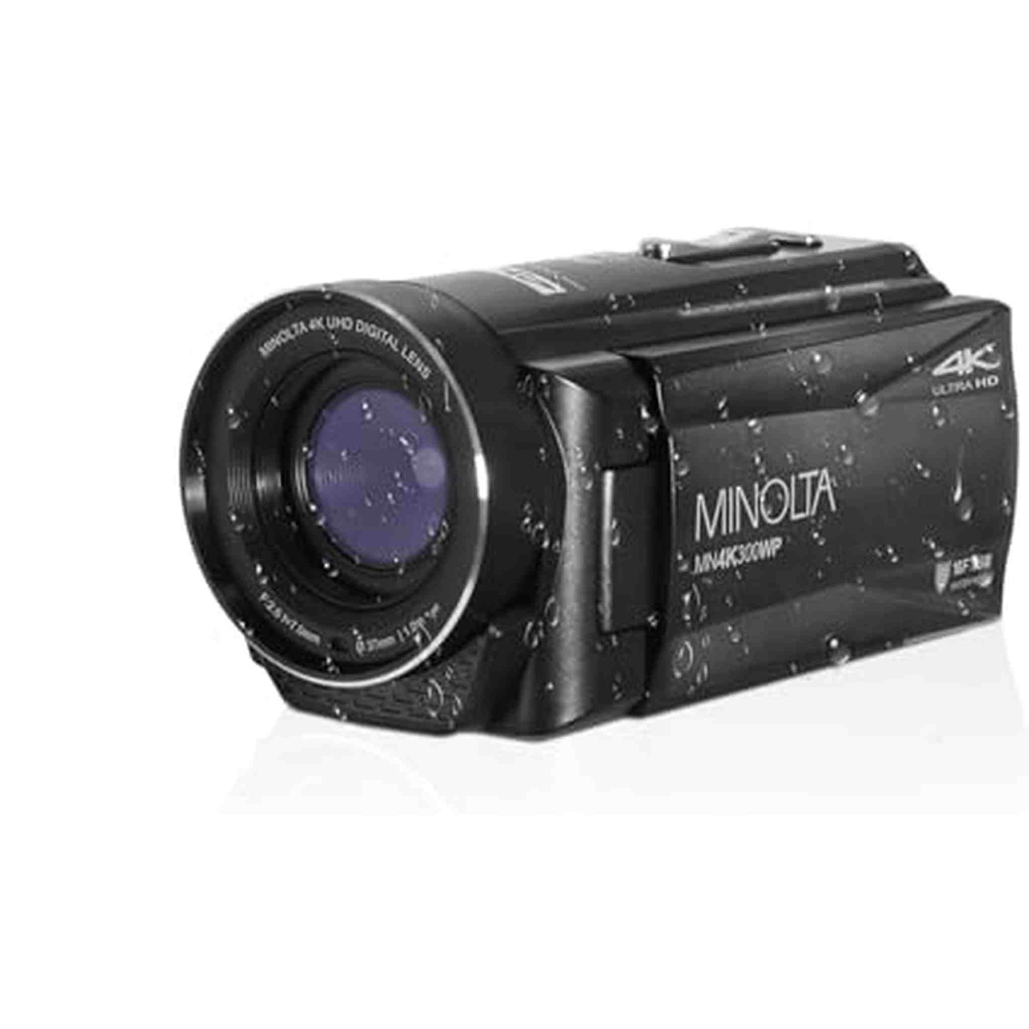 Minolta MN4K300WP 4K Ultra HD / 56 MP Waterproof Camcorder - Black - Bundle