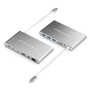 HyperDrive USB C Hub, Type C Adapter for MacBook Pro, Laptop USB-C Devices, Ultimate 11-in-1 Surface PC Docking Station w Power Delivery Charging, USBC 5Gbps Data, 4K HDMI, 3xUSB 3.1 Ports, VGA, etc - Used