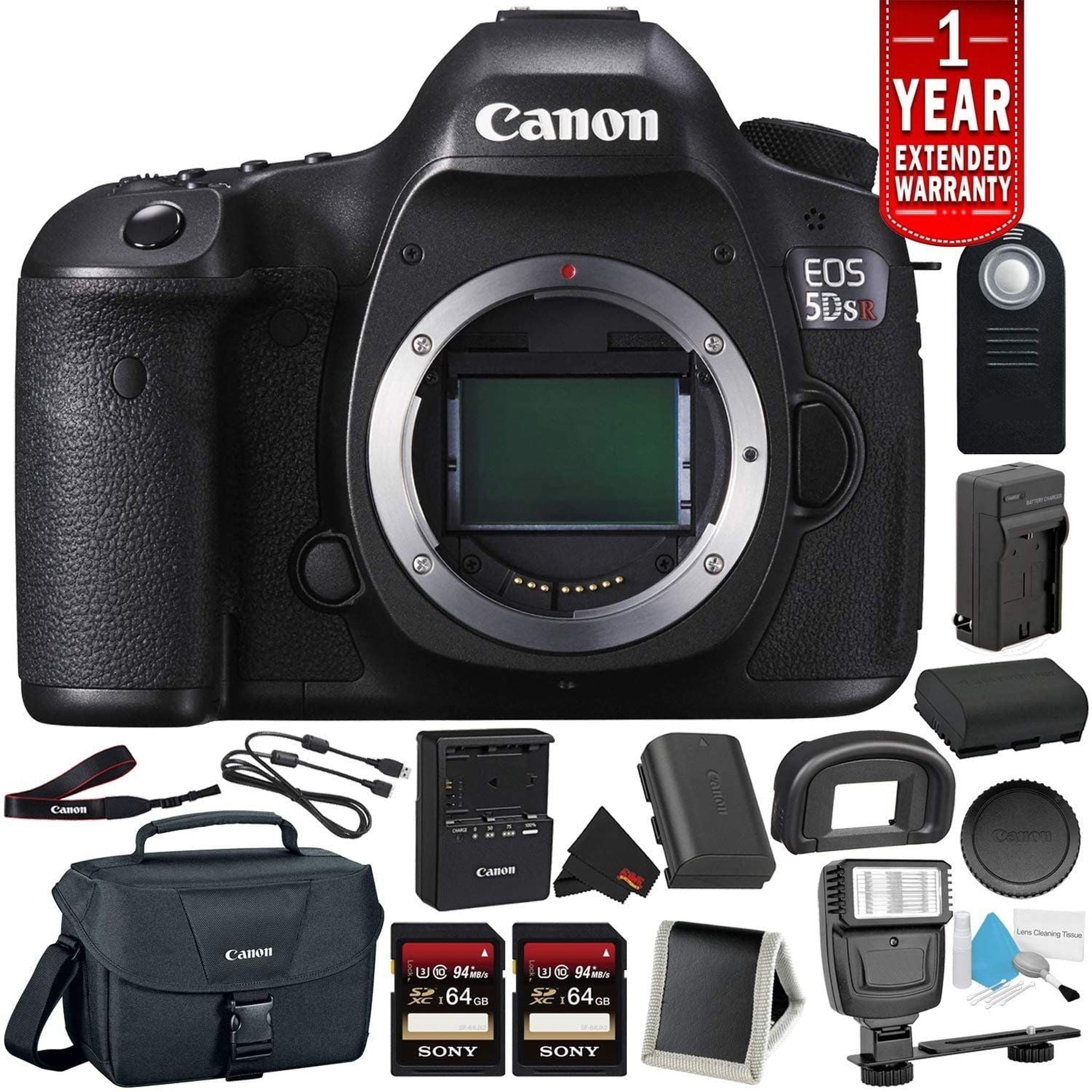 Canon EOS 5DS R Digital SLR Camera 0581C002 Body Only - Bundle with 32GB Memory Card + Spare Battery + Digital Slave Fl