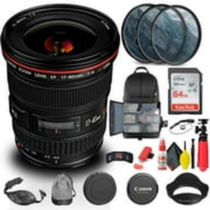Canon EF 17-40mm f/4L USM Lens 8806A002 + Filter + BackPack + 64GB Card + More Canon