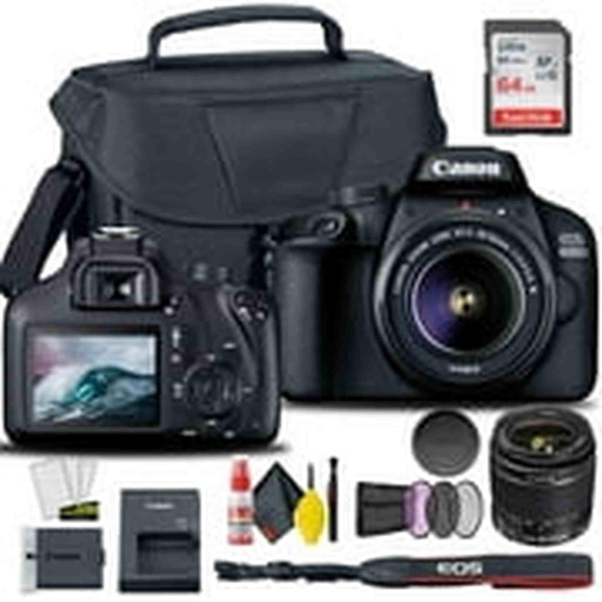 Canon EOS 4000D / Rebel T100 DSLR Camera with 18-55mm Lens 58mm Filters International Bundle Canon