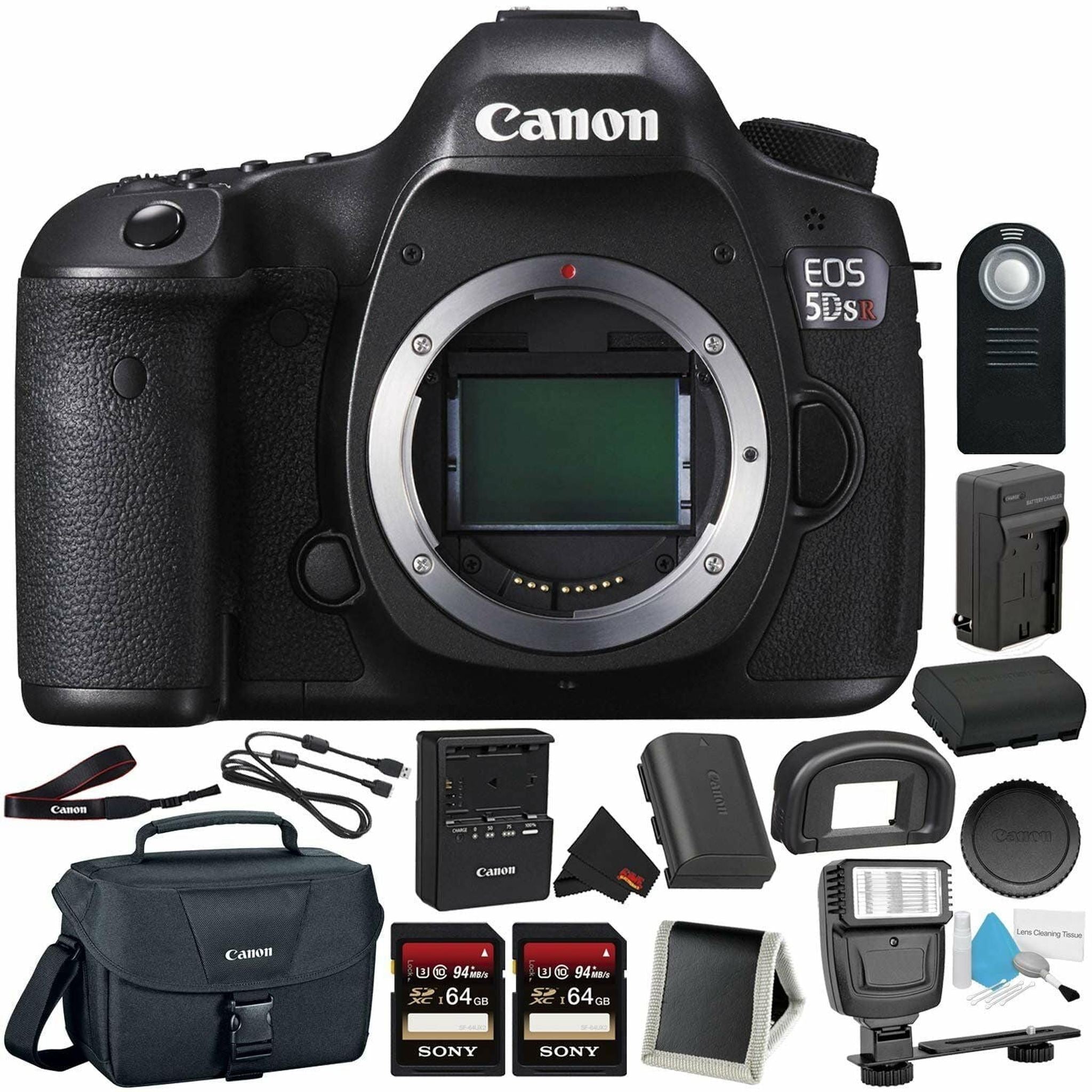 Canon EOS 5DS R Digital SLR Camera 0581C002 Body Only - Bundle with 32GB Memory Card + Spare Battery + Digital Slave Fl