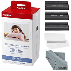Canon KP-108IN Color Ink and Paper Set + Fibertique Cleaning Cloth Canon