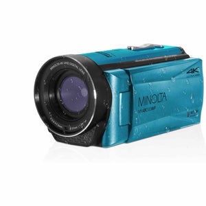 Minolta MN4K300WP 4K Ultra HD / 56 MP Waterproof Camcorder - Blue - Bundle Minolta