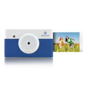 Minolta Instapix Print Camera with Printer Blue , Camera Bag, Diginerds Microfiber Cleaning Cloth, Instapix 2 pack Instaprint mini Cartridges 20 Photo Print , Bundle Minolta
