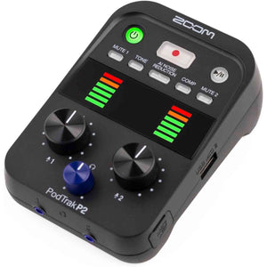 Zoom PodTrak P2 Podcast Recorder, Sony MDR-7506 Stereo Headphones, Bundle