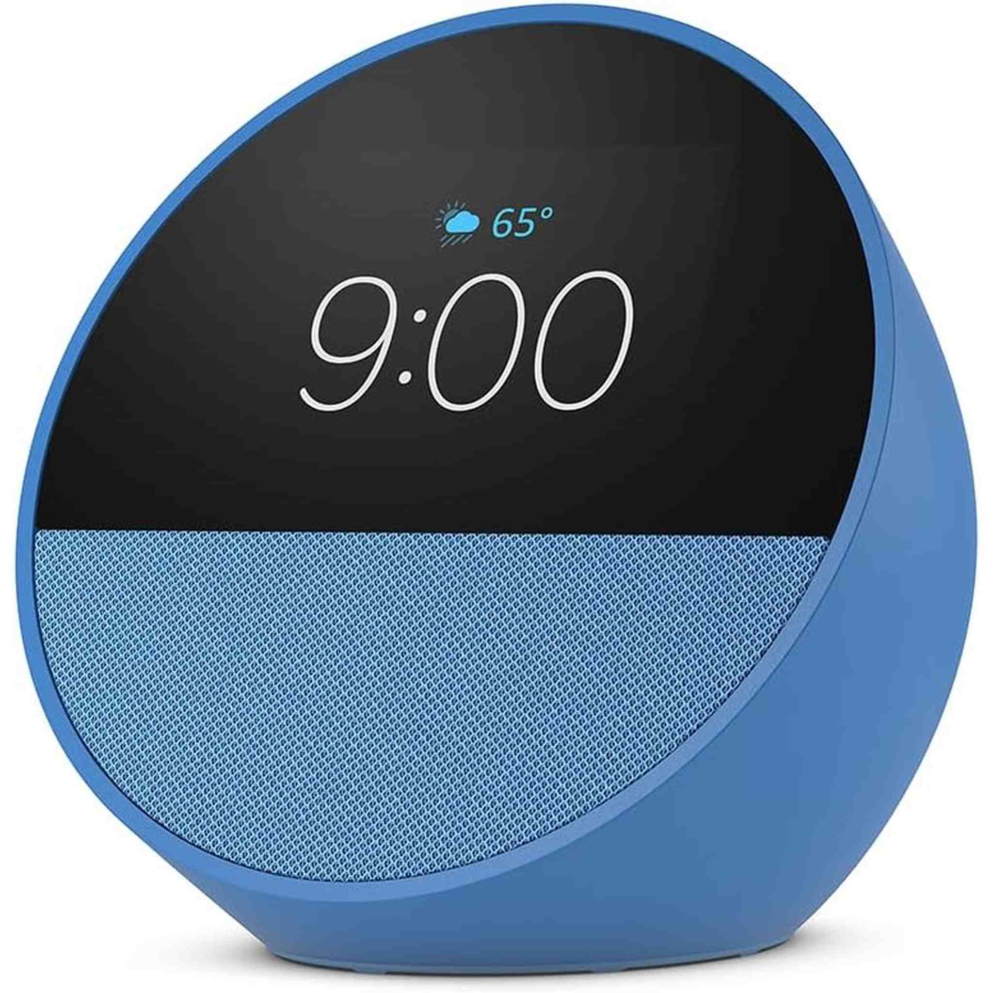 Echo Spot 2024 Smart alarm clock w/ vibrant sound and Alexa -Blue + Screen Cleaning Kit Kindle