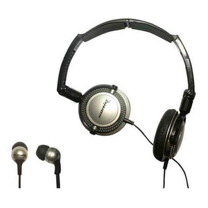 Soniq KABOOM! Headphone/Earphone Combo Pack, 18 Hz to 22 kHz Frequency Response, Silver Soniq