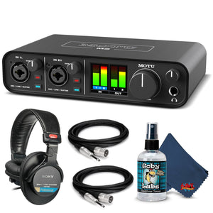 MOTU M2 2x2 USB-C Audio Interface Bundle with Headphone, XLR Cables, and 6Ave Cleaning Kit MOTU