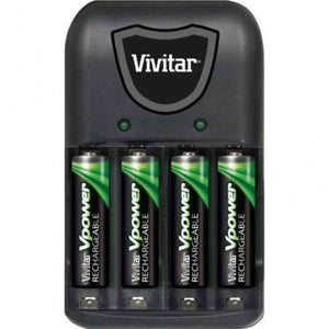 Vivitar Vpower Compact Battery Charger with 4 AAA NiMH Batteries Vivitar