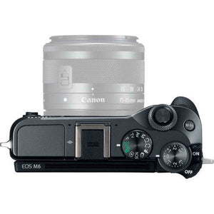 Canon EOS M6 Mirrorless Digital Camera International Model Black 1724C001 W/Bag, Extra Battery, LED Light, Mic, Fi Canon